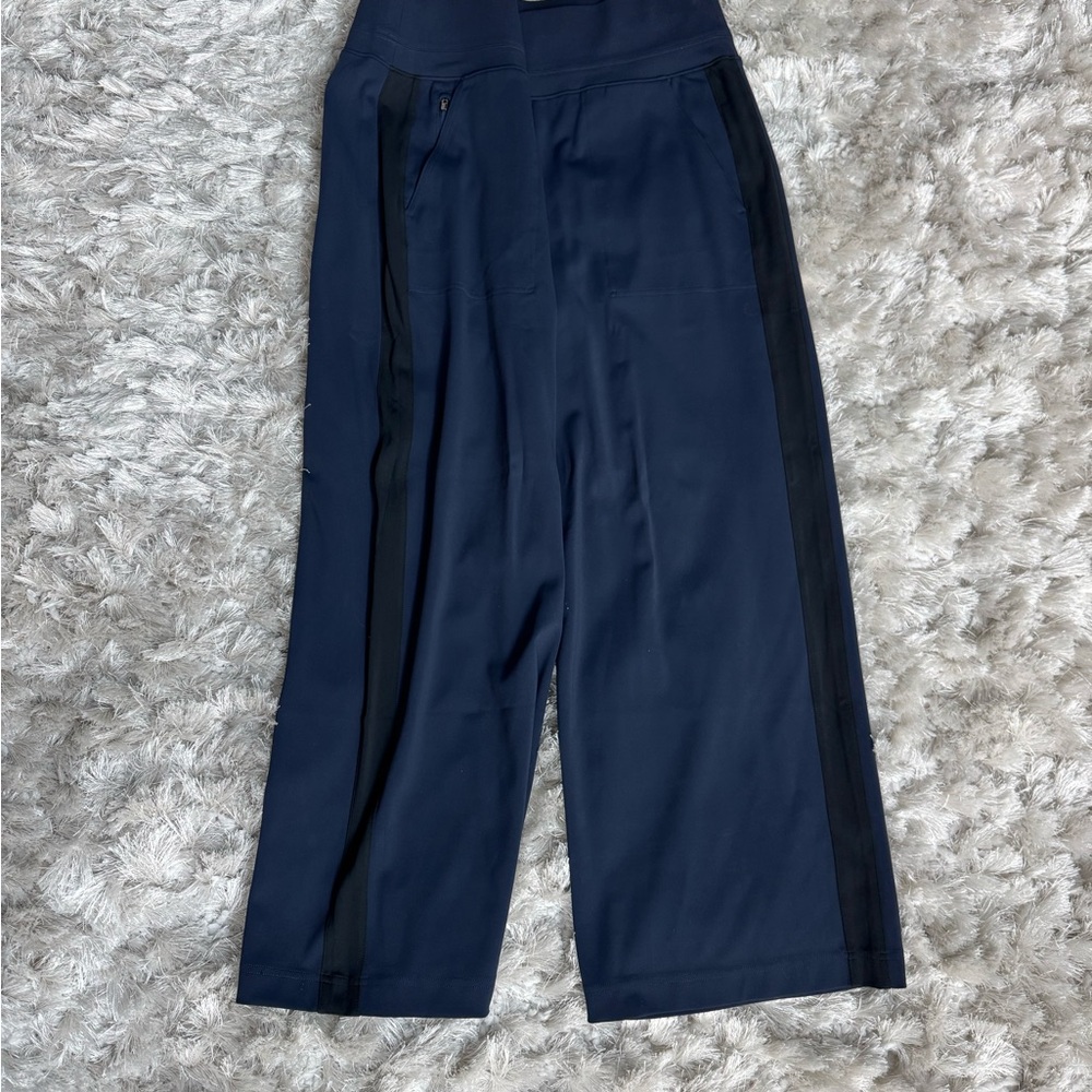 Athleta Venice Color Block Wide Leg Navy with Black Strip Pants - Picture 4 of 6